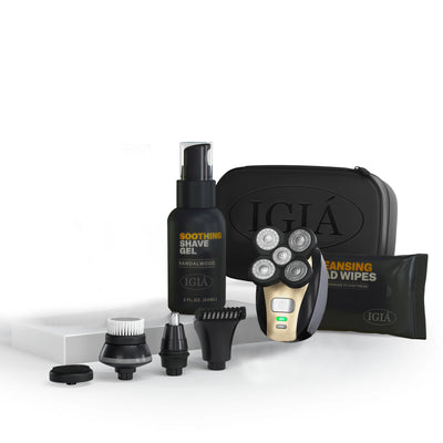 Titanium Series Total Shaver Set with Shave Gel, Cleansing Wipes and Travel Bag